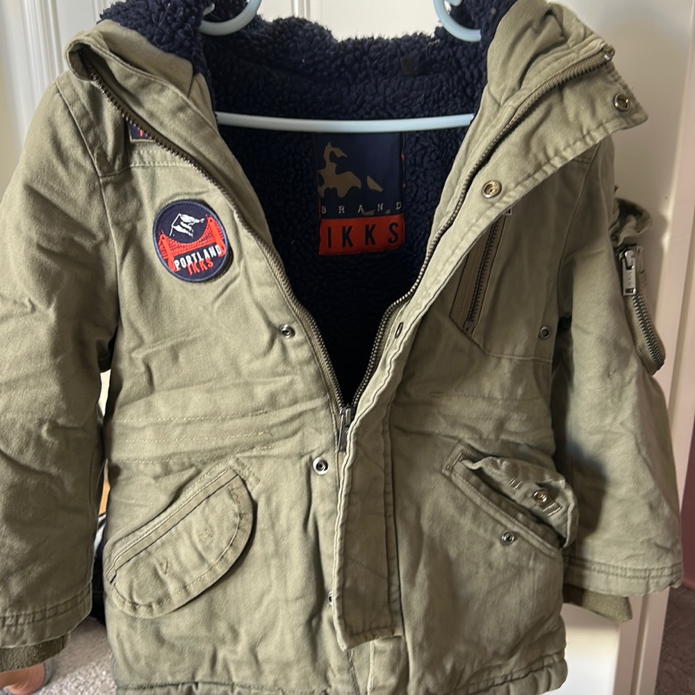 IKKS military boys winter coat 3T Khaki color